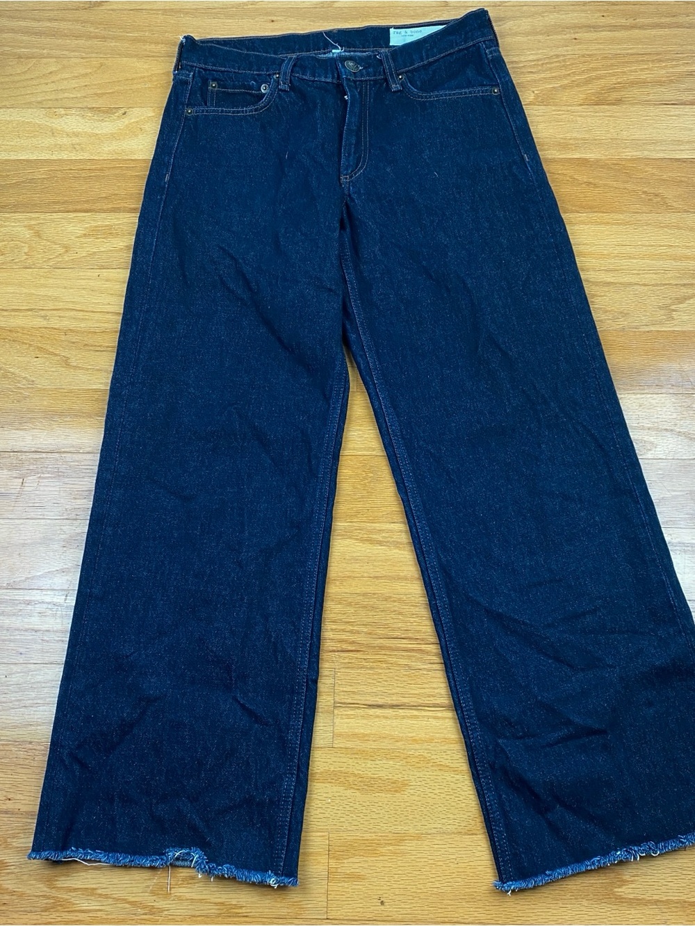 Rag & Bone Cam Low Rise Full Straight Jeans in Twilight Rinse Size 27 Raw Hem